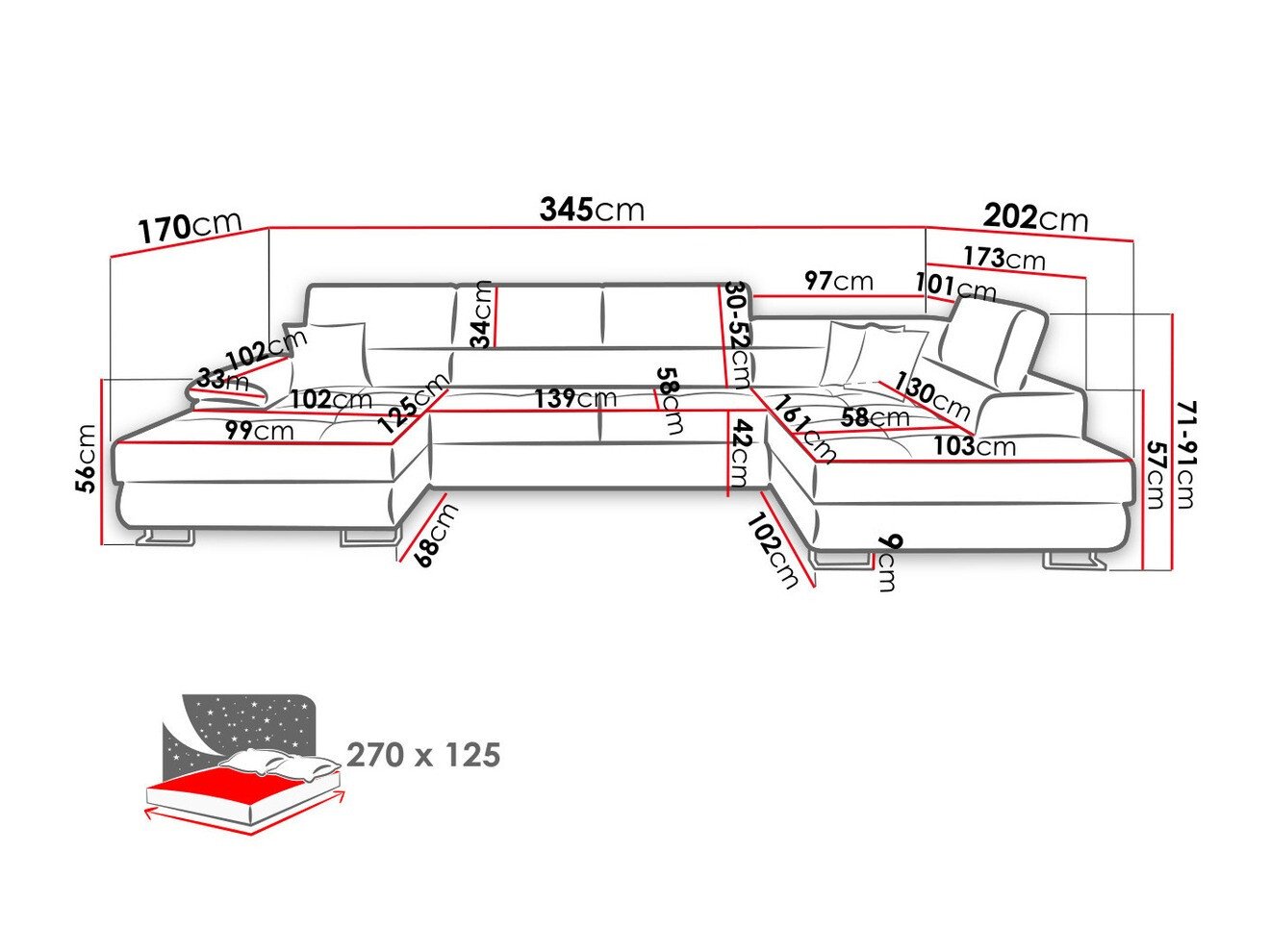 Аголна гарнитура Comfivo Ruta IV (Soft 011 + Lux 06 + Soft 011)
