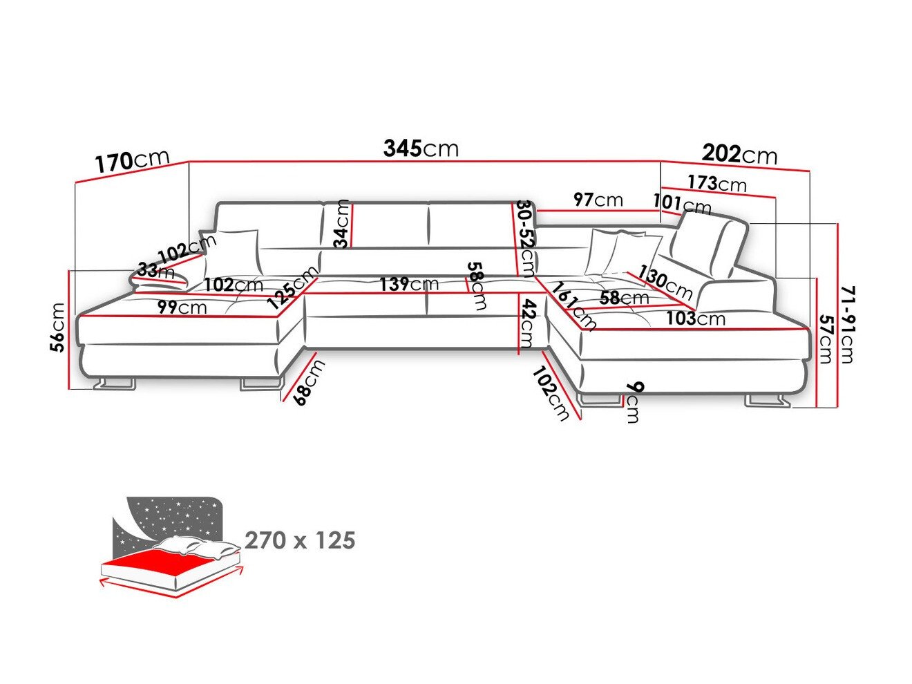 Аголна гарнитура Comfivo Ruta IV (Soft 017 + Lux 06 + Soft 017)