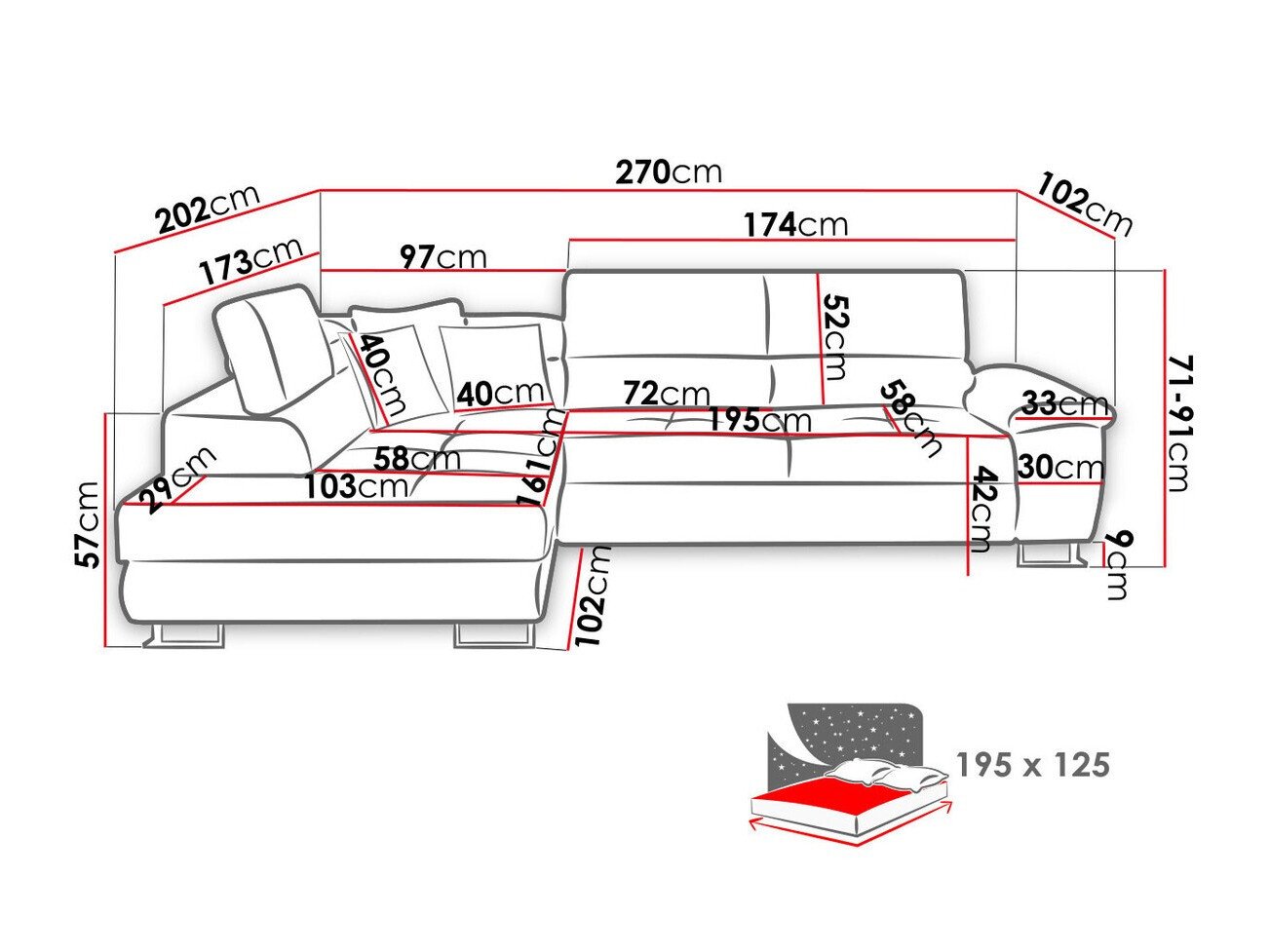 Аголна софа Comfivo Ruta II (Matana 19 + Matana 17)