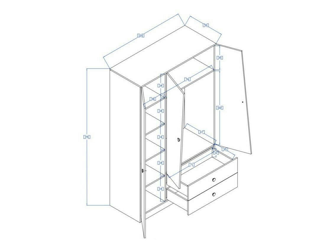 Гардеробер Mirelbu 102 (Артисан даб + Бела + Црна)