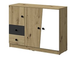 Комода Mirelbu 106 (Артисан даб + Бела + Црна)