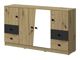 Комода со фиоки Mirelbu 105 (Артисан даб + Бела + Црна)