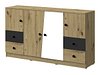 Комода со фиоки Mirelbu 105 (Артисан даб + Бела + Црна)