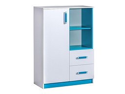Комода со фиоки Lorlare 105 (Бела + Тиркизна)
