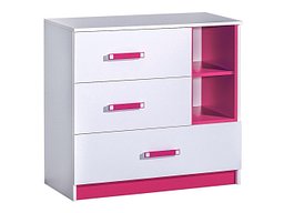 Комода со фиоки Lorlare 108 (Бела + Розова)