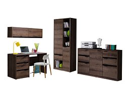 Комплет за работна соба Fivelbo 116 (Манастирски даб + Сјајна црна)