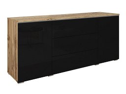 Комода Mirfivo 102 (Вотан даб + Сјајна црна)