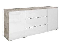 Комода со фиоки Mirfivo 102 (Бетон + Сјајна бела)