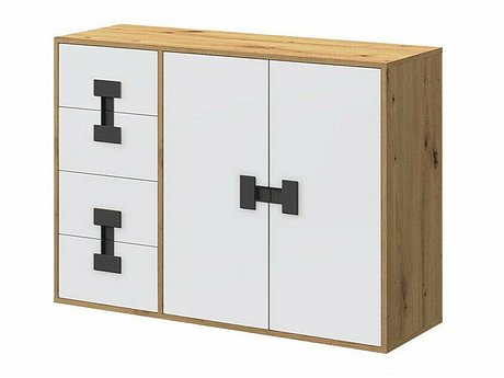 Комода со фиоки Florevi 102 (Мат бела + Артисан даб)