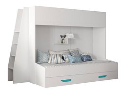 Кревет на кат Hartford 357 (Бела + Сјајна бела + Тиркизна)