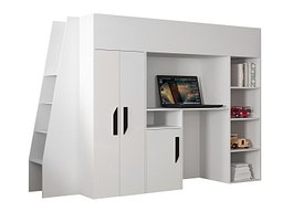 Висок кревет Hartford 355 (Бела + Сјајна бела + Црна)