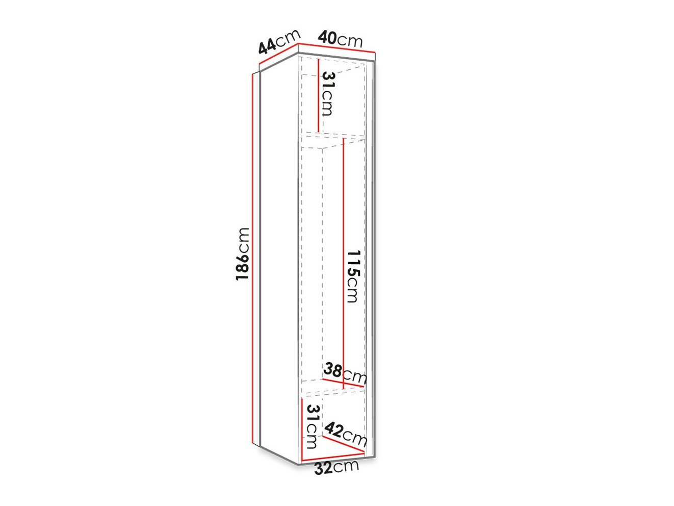 Гардеробер Hartford 370 (Артисан даб + Црна)