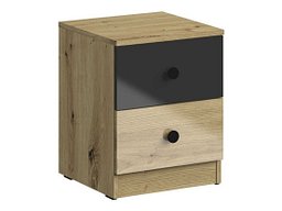 Ноќна масичка Mirelbu 108 (Артисан даб + Сјајна црна)