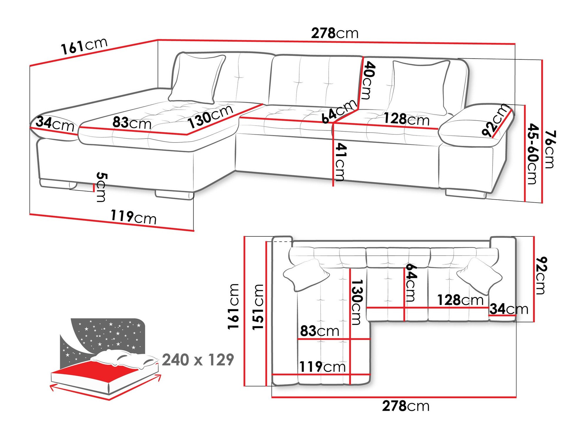 Аголна софа Comfivo Sanitas II (Magni 206.11)