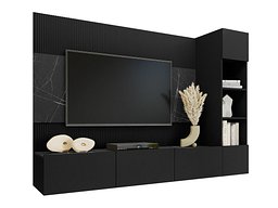 Комплет за дневен престој Comfivo Salix II (Црна + Црн мермер)