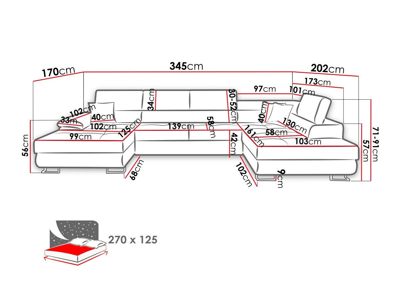 Аголна софа Comfivo Ruta IV (Kronos 19)