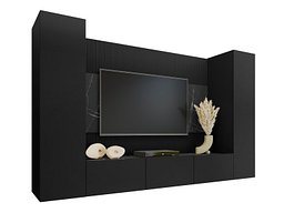 Комплет за дневен престој Comfivo Salix V (Црна + Црн мермер)