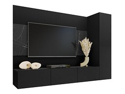 Комплет за дневен престој Comfivo Salix VI (Црна + Црн мермер)