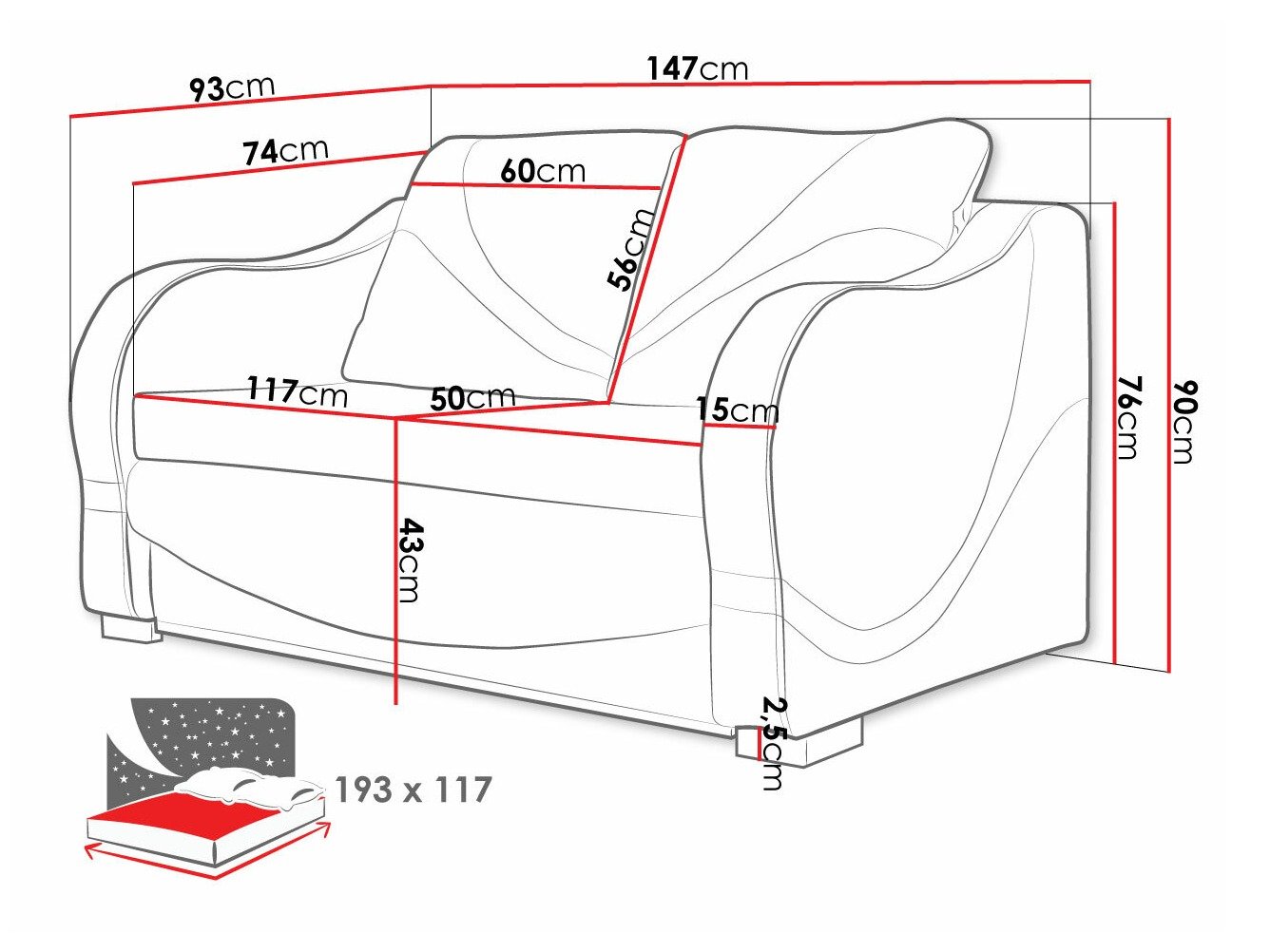 Софа кревет Decatur 102 (Rombix 017 + Lawa 17)