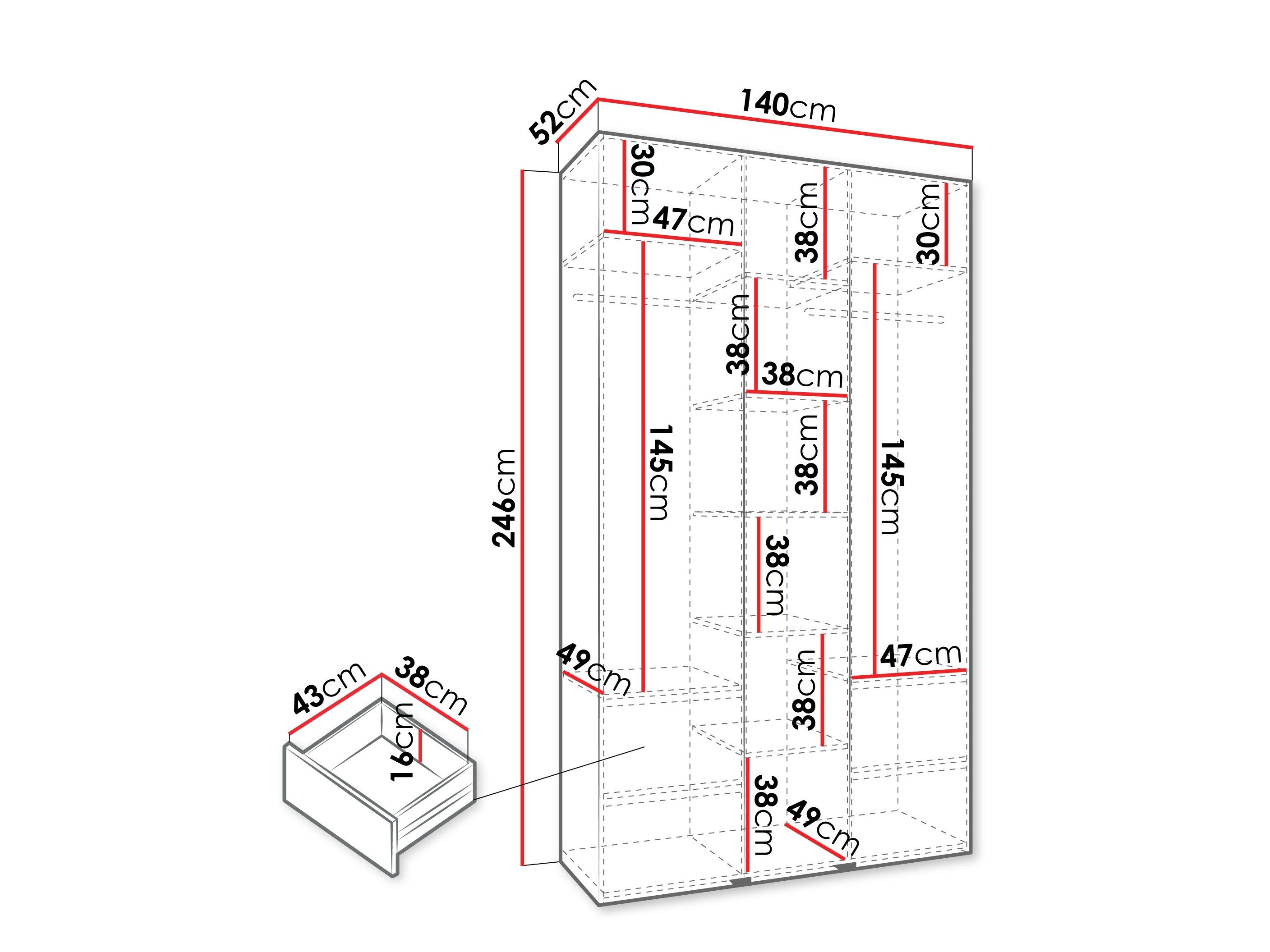 Гардеробер Hartford 544 (Бела)