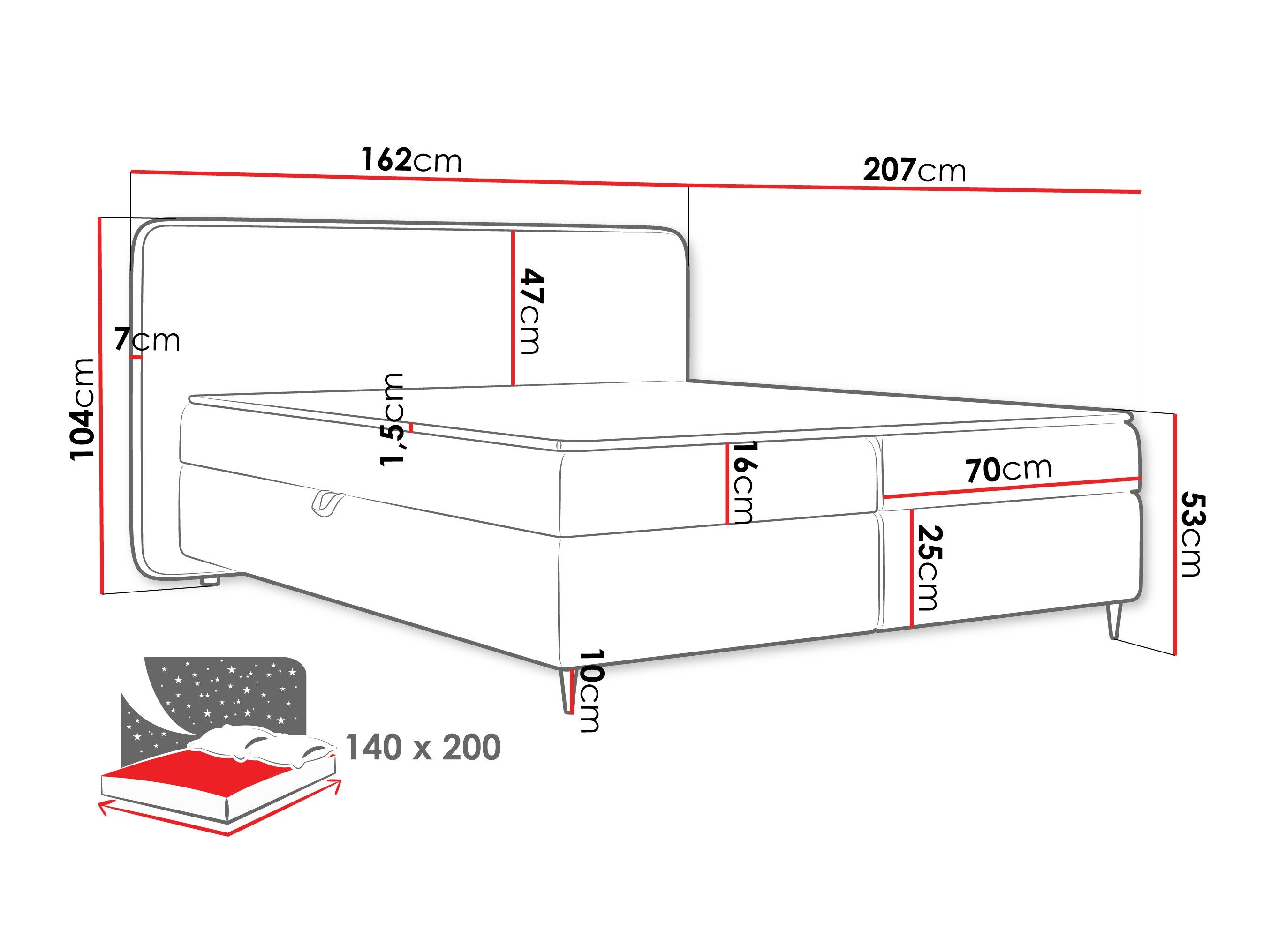 Континентален кревет Stonecrest 108 (Taro 01)