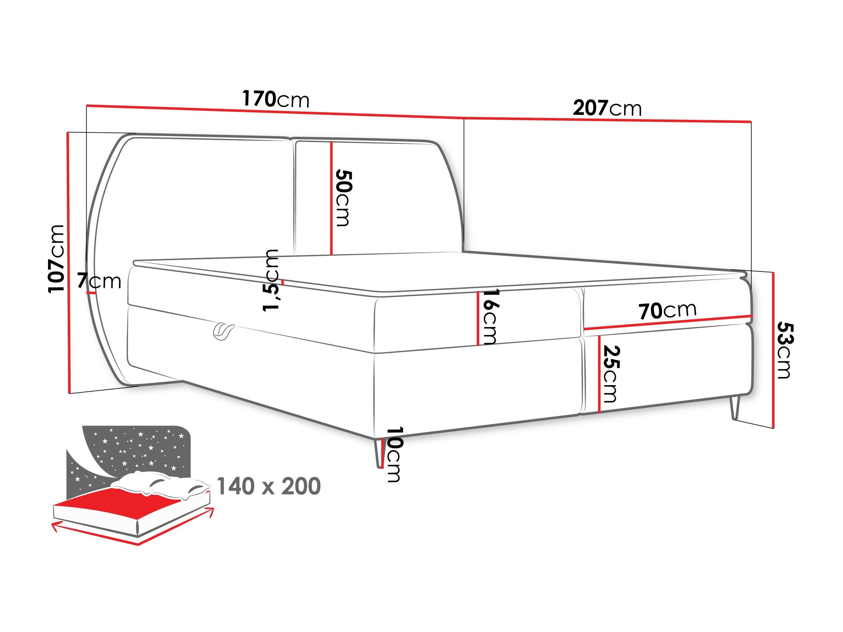 Континентален кревет Stonecrest 110 (Wave 04)