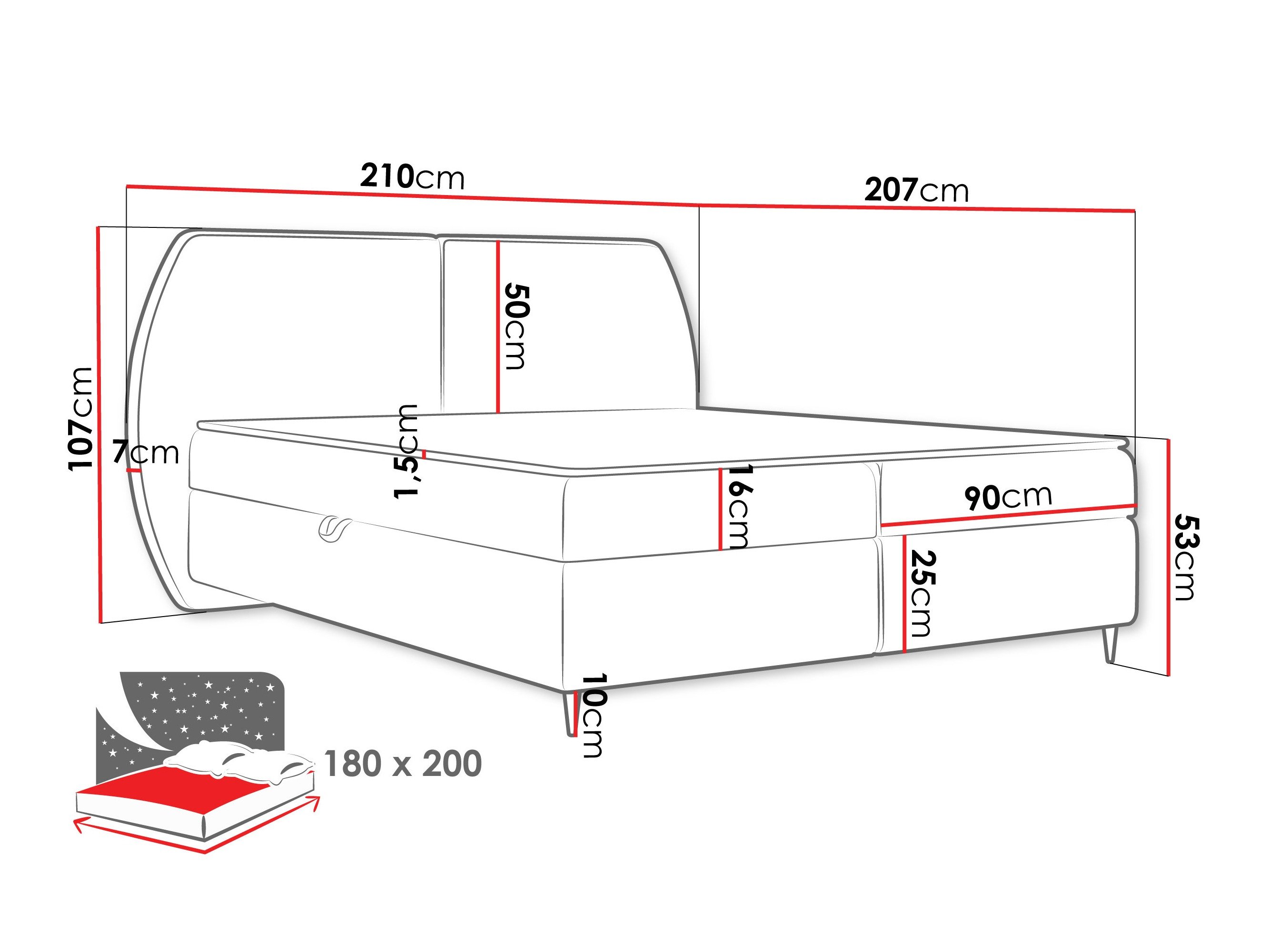 Континентален кревет Stonecrest 110 (Wave 04)