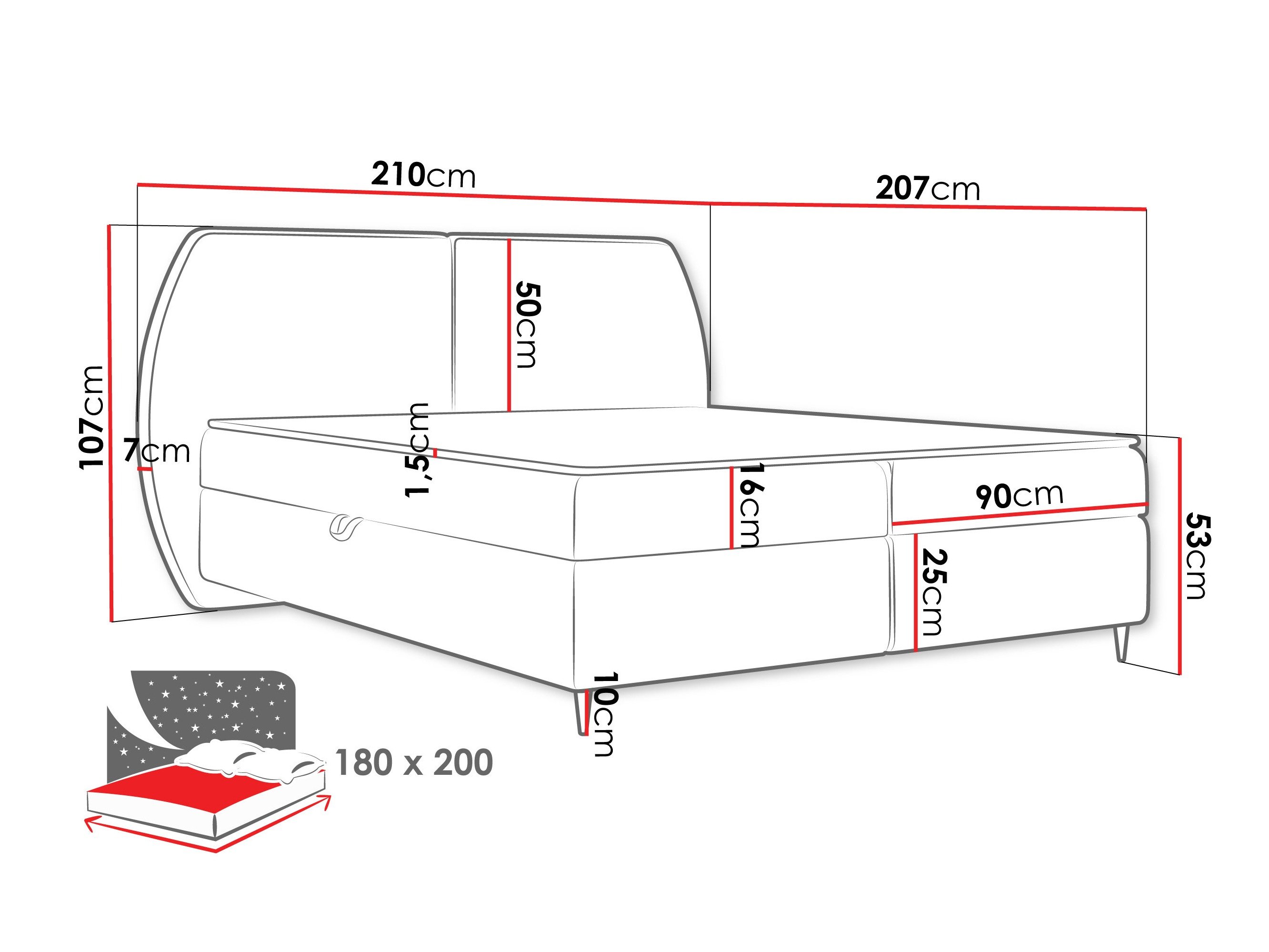 Континентален кревет Stonecrest 110 (Wave 09)