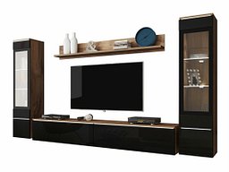 Комплет за дневен престој Mirfivo 101 (Вотан даб + Сјајна црна)