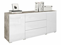 Комода Mirfivo 102 (Бетон + Сјајна бела)