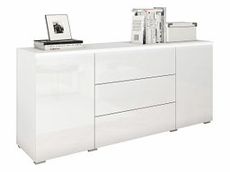 Комода со фиоки Mirfivo 102 (Бела + Сјајна бела)