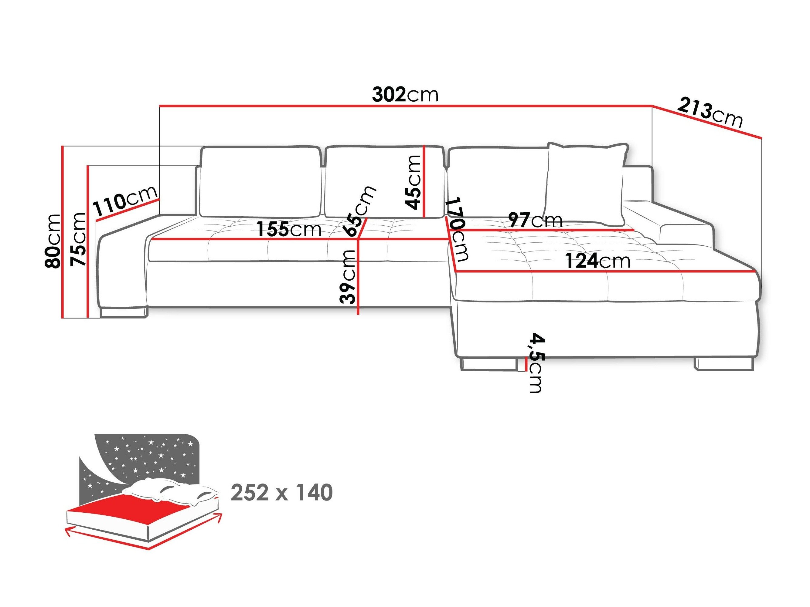 Аголна софа Comfivo Nitor II (Baloo 2073)
