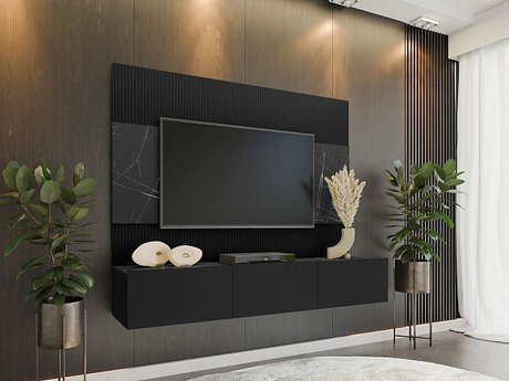 Комплет за дневен престој Comfivo Salix (Црна + Црн мермер)