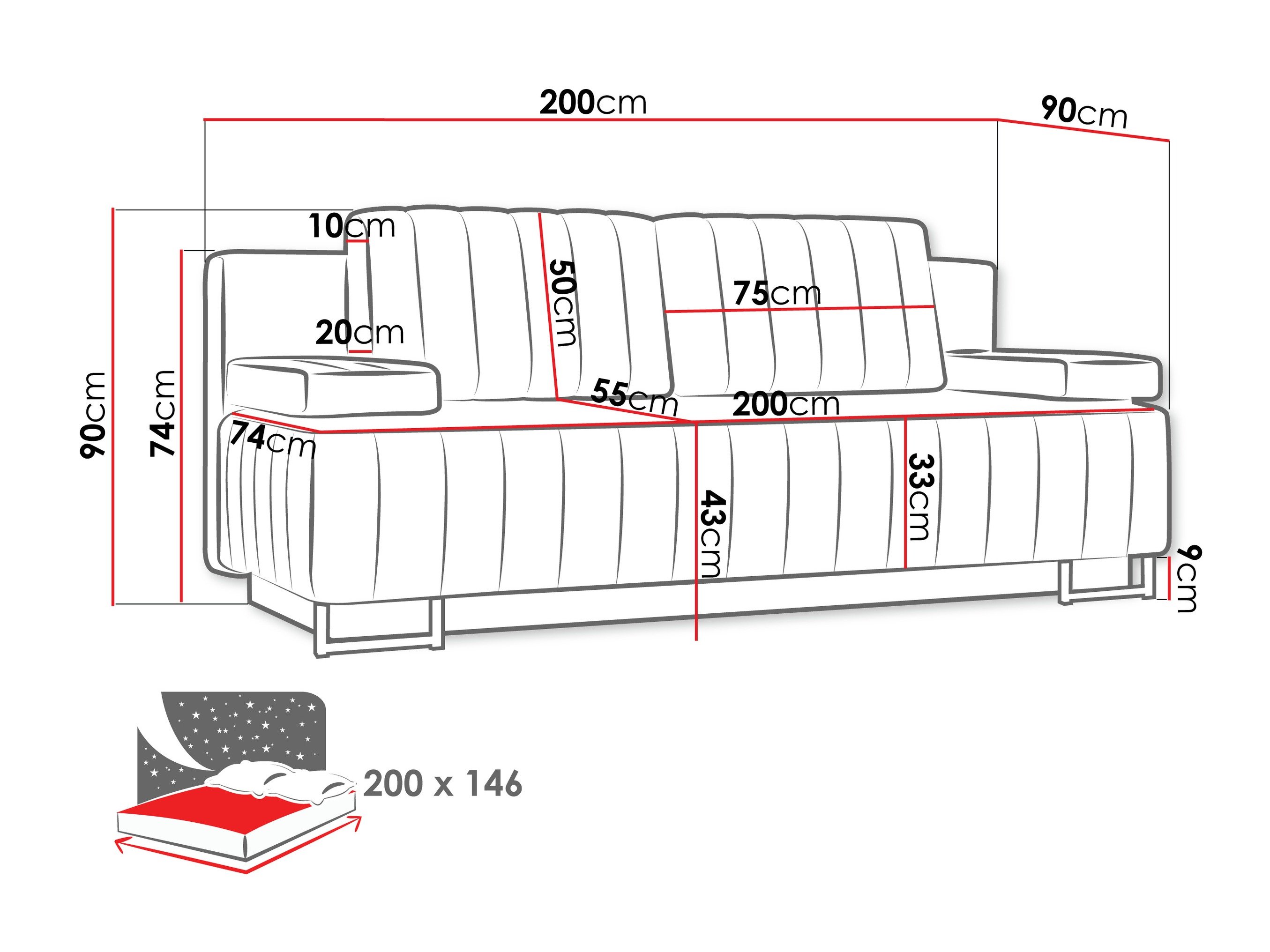 Софа кревет Columbus 152 (Lux 34)