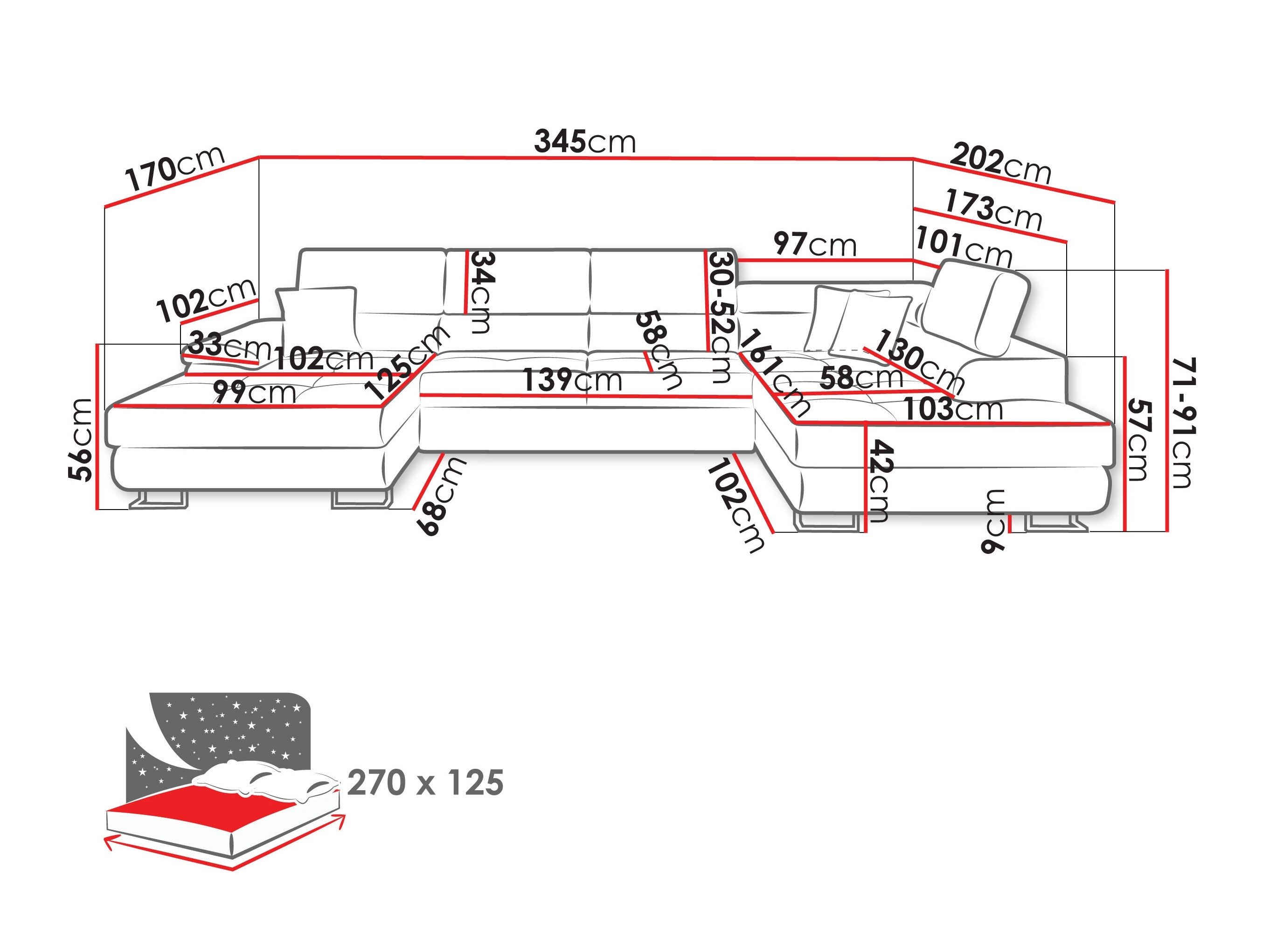 Аголна софа Comfivo Ruta (Poso 135)