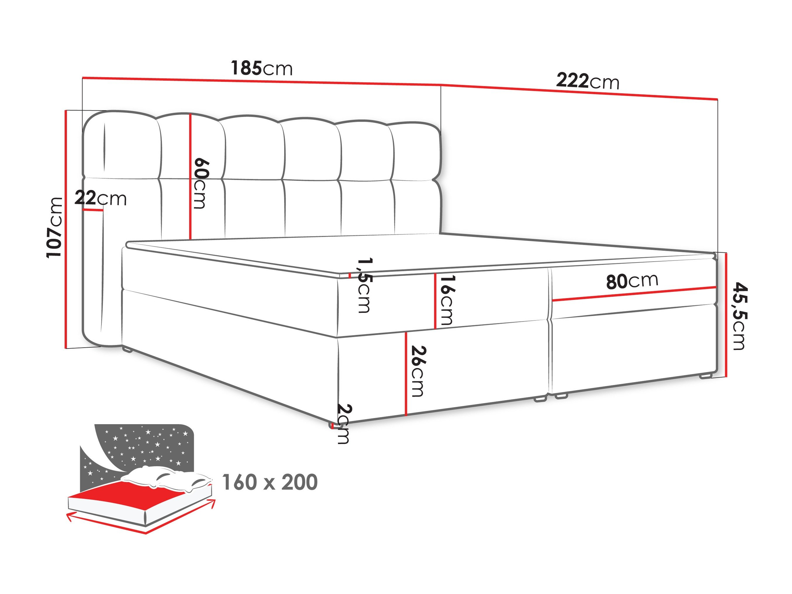 Континентален кревет Stonecrest 113 (Lambi 04)