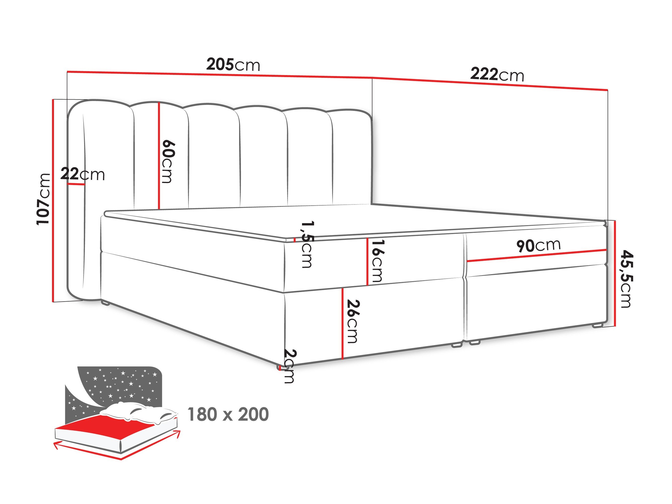 Континентален кревет Stonecrest 112 (Lambi 11)