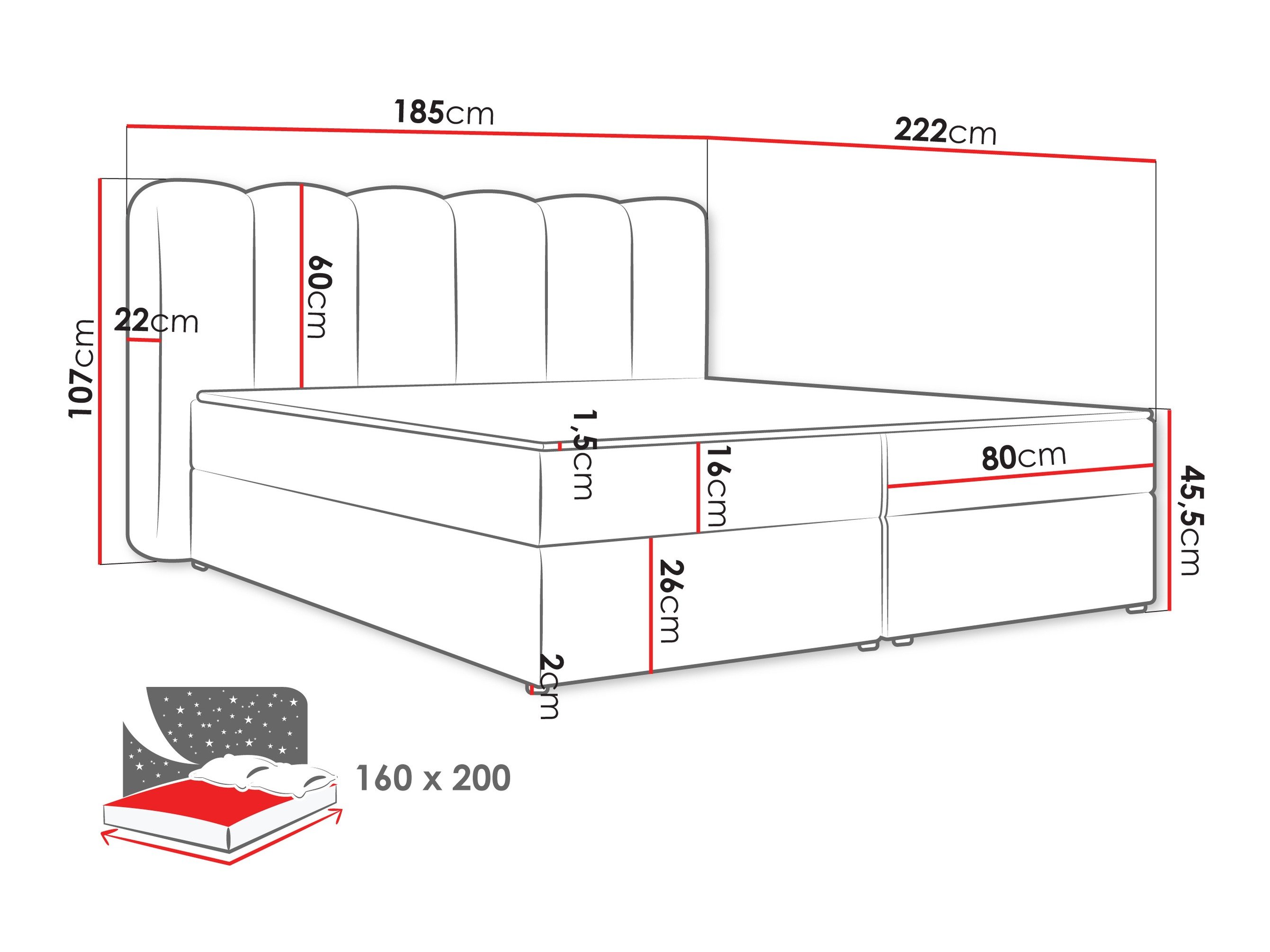 Континентален кревет Stonecrest 112 (Lambi 12)