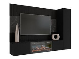 Комплет за дневен престој Comfivo Salix IX (Црна + Црн мермер)