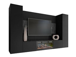 Комплет за дневен престој Comfivo Salix VIII (Црна + Црн мермер)
